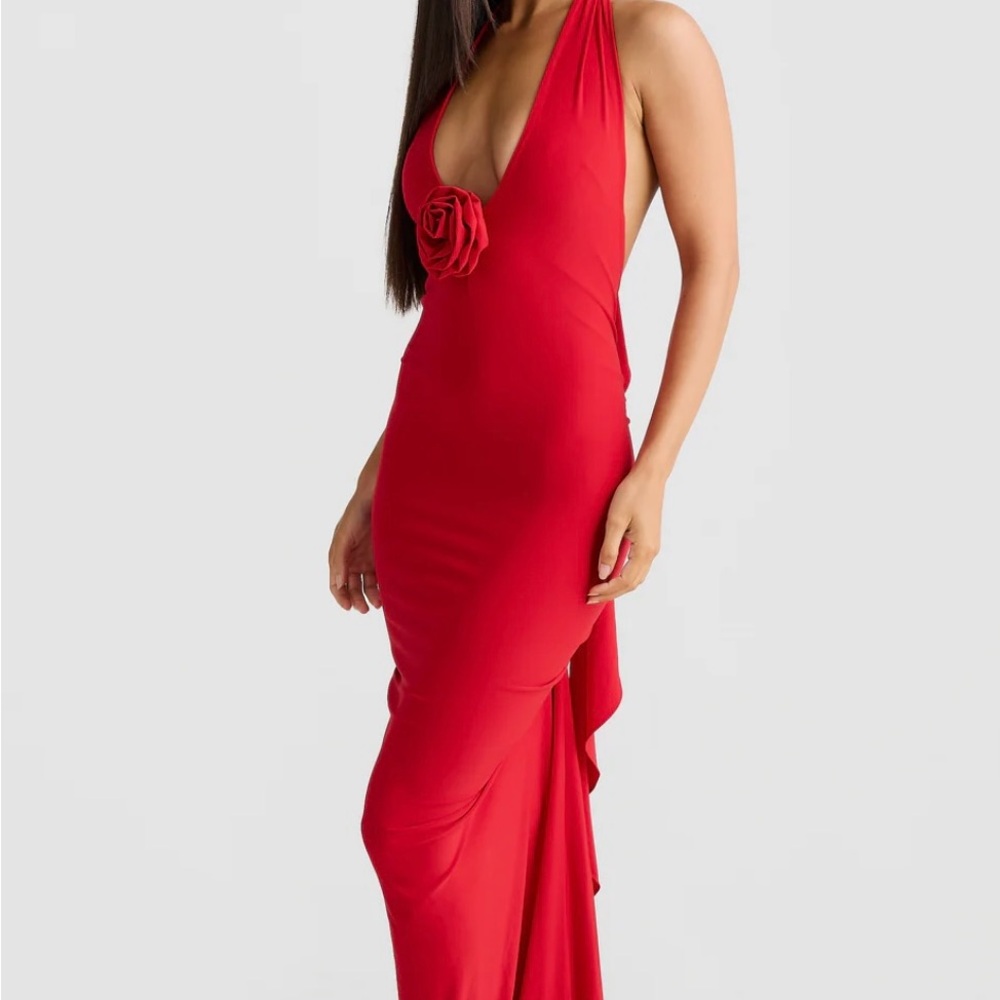 Elegant Red Halter Dress